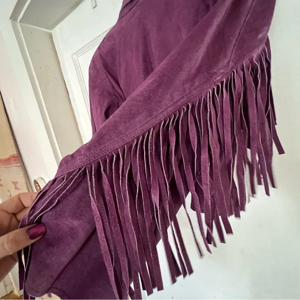 VTG Purple suede fringe jacket - Picture 10 of 13